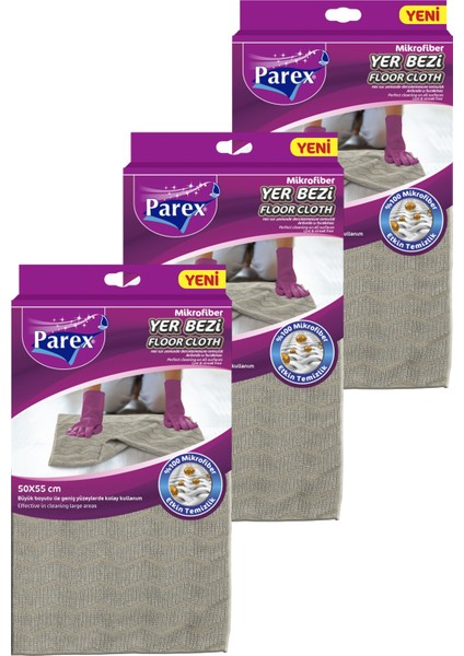 Mikrofiber Yer Bezi 50 x 55 cm Üçlü Set