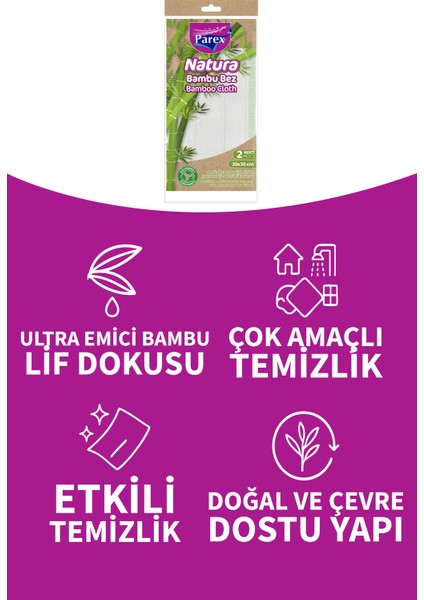 Natura Bambu Bez 2'li 30 x 30 cm 24 Paket 1 Koli indirimleri