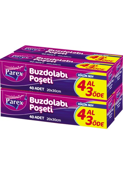 Buzdolabı Poşeti Küçük Boy 4 Al 3 Öde (4*40) 20 x 30 Cm 12 Paket 1 Koli