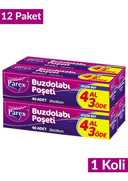 Buzdolabı Poşeti Küçük Boy 4 Al 3 Öde (4*40) 20 x 30 Cm 12 Paket 1 Koli fiyatları