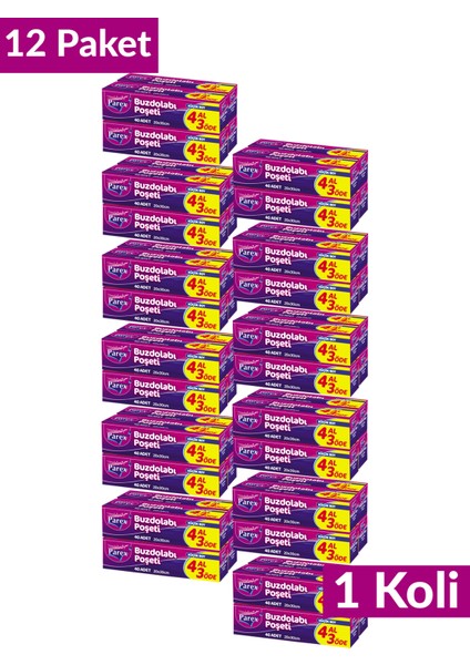 Buzdolabı Poşeti Küçük Boy 4 Al 3 Öde (4*40) 20 x 30 Cm 12 Paket 1 Koli fırsatları