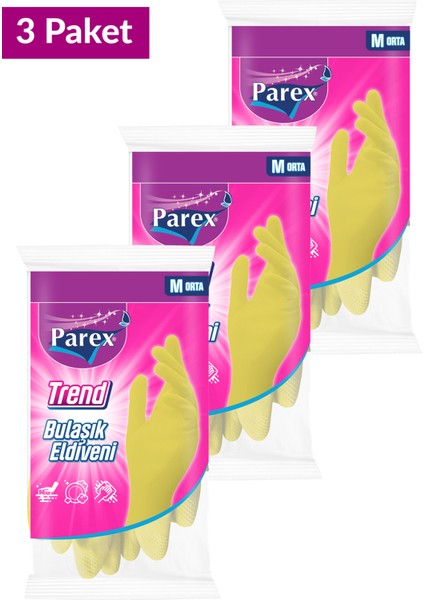 Trend Bulaşık Eldiveni Orta Boy Üçlü Set fiyatları