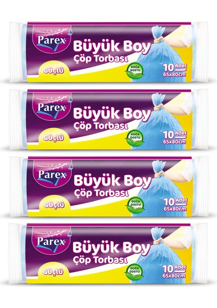 Güçlü Çöp Torbası Büyük Boy 10'lu 65 x 80 cm 4 Paket