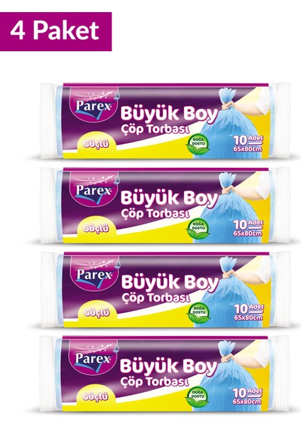 Güçlü Çöp Torbası Büyük Boy 10'lu 65 x 80 cm 4 Paket fiyatları