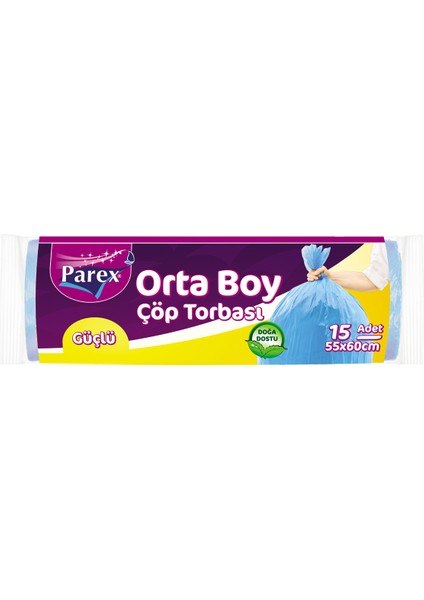 Güçlü Çöp Torbası Orta Boy 15'li 55 x 60 cm 50 Paket 1 Koli