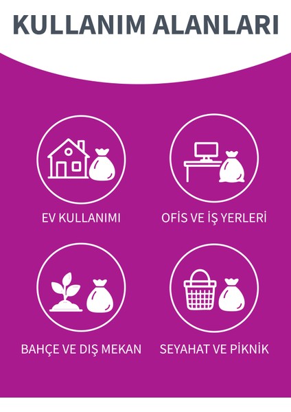 Güçlü Çöp Torbası Orta Boy 15'li 55 x 60 cm 50 Paket 1 Koli