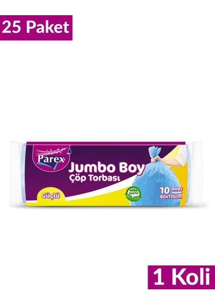 Güçlü Çöp Torbası Jumbo Boy 10'lu 80 x 110 cm 25 Paket 1 Koli fiyatları
