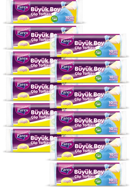 Güçlü Çöp Torbası Büyük Boy 10'lu 65 x 80 cm 12 Paket