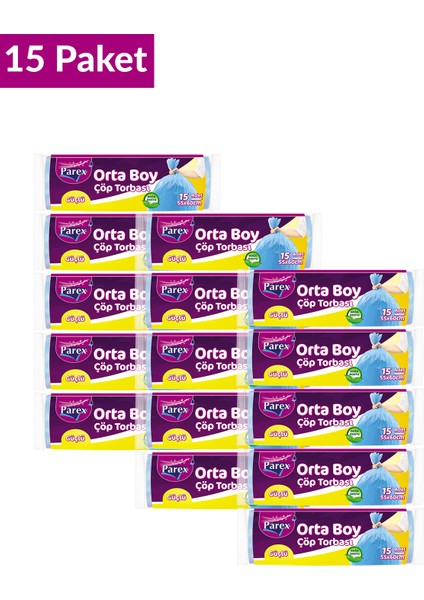 Güçlü Çöp Torbası Orta Boy 15'li 55 x 60 cm 15 Paket fiyatları