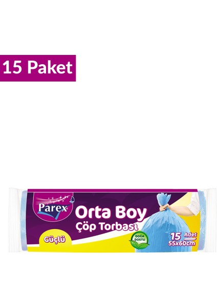 Güçlü Çöp Torbası Orta Boy 15'li 55 x 60 cm 15 Paket modelleri