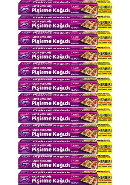 Hazır Kesilmiş Pişirme Kağıdı 10’lu 42 x 37 Cm 12 Paket