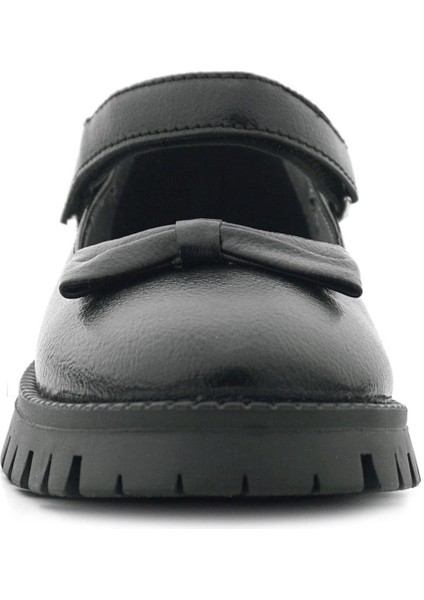 Siyah Kırışık Rugan Kalın Tabanlı Cırtlı Kız Çocuk Babet fırsatları