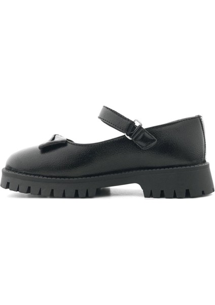 Siyah Kırışık Rugan Kalın Tabanlı Cırtlı Kız Çocuk Babet indirimleri