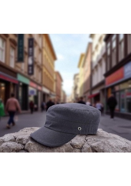Castro Ayarlanabilir Avcı Kep Şapka Pamuklu Keten Kumaş Unisex Lacivert
