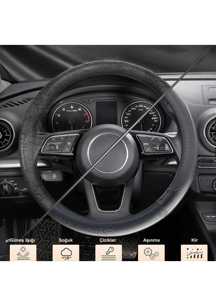 MC1003NR Premium Suni Deri Direksiyon Kılıfı Kırmızı fırsatları