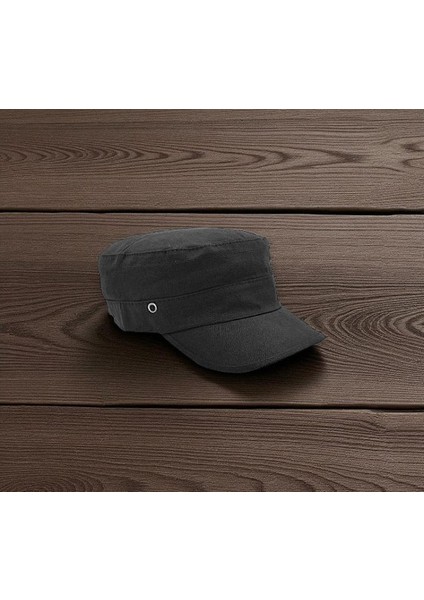Castro Ayarlanabilir Avcı Kep Şapka Pamuklu Keten Kumaş Unisex Siyah