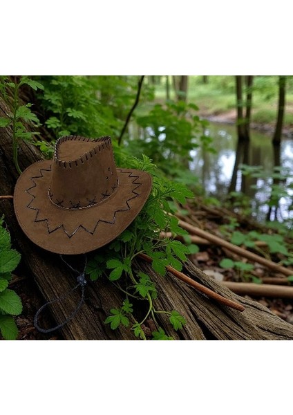 Bağcıklı Kahverengi Garson Boy Küçük Model Nubuk Kovboy Şapkası fiyatları
