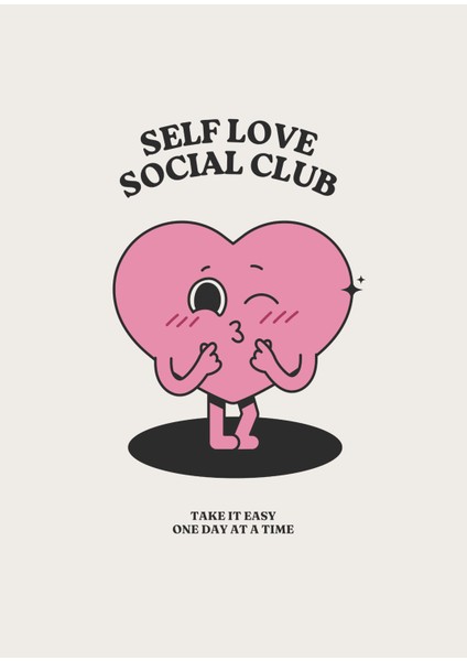 Self Love Social Club" Retro Kalp Posteri / Çerçevesiz - 50X70 fiyatları