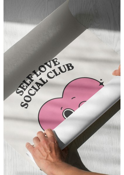 Self Love Social Club" Retro Kalp Posteri / Çerçevesiz - 50X70 indirimleri