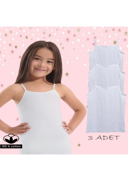 610 Kız Çocuk Ip Askılı 3'lü Atlet