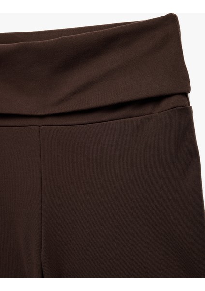 Yüksek Bel Slim Fit Interlok Katlı Bel Detaylı Biker Spor Tayt modelleri