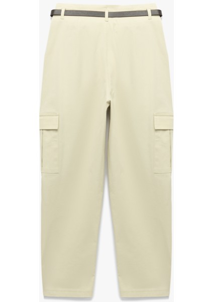 Pamuklu Kargo Cepli Yüksek Bel Kemerli Jogger Pantolon fiyatları