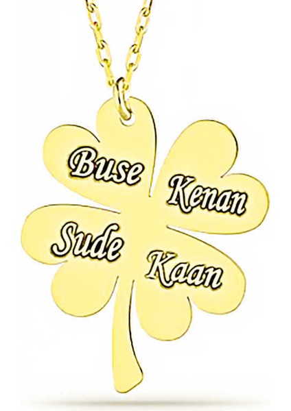 Gümüş Gold Dört Yaprak Isimli Yonca Bayan Kolye