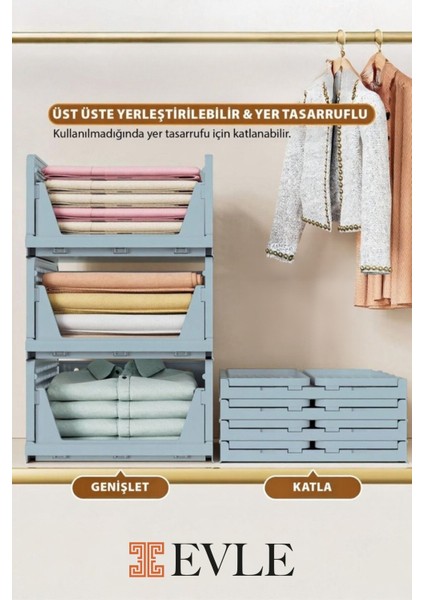 3'lü Mavi Modüler Raf Seti – Kayar Mekanizmalı Dolap Içi Düzenleyici, Mavi, 33,5 x 43 x 55.5 cm fiyatları