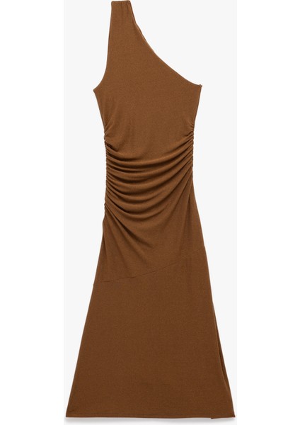 Drapeli Tek Omuz Kolsuz Uzun Abiye Elbise modelleri