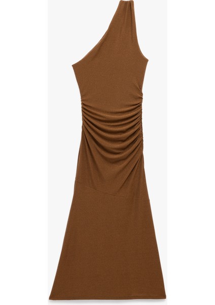 Drapeli Tek Omuz Kolsuz Uzun Abiye Elbise fırsatları