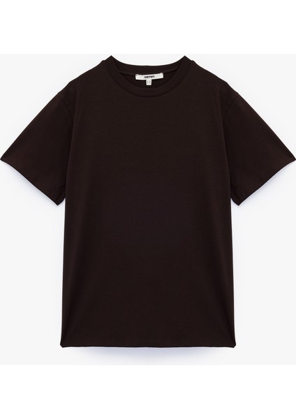 Kısa Kollu Bisiklet Yaka Pamuklu Basic Oversize Tişört modelleri