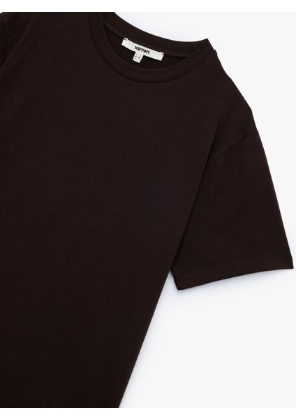 Kısa Kollu Bisiklet Yaka Pamuklu Basic Oversize Tişört indirimleri