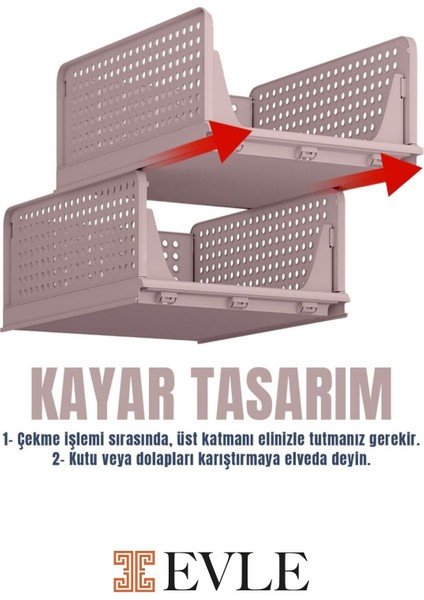 3'lü Modüler Raf Seti – Kayar Mekanizmalı Dolap Içi Düzenleyici, Pudra, 33,5 x 43 x 55.5 cm fırsatları