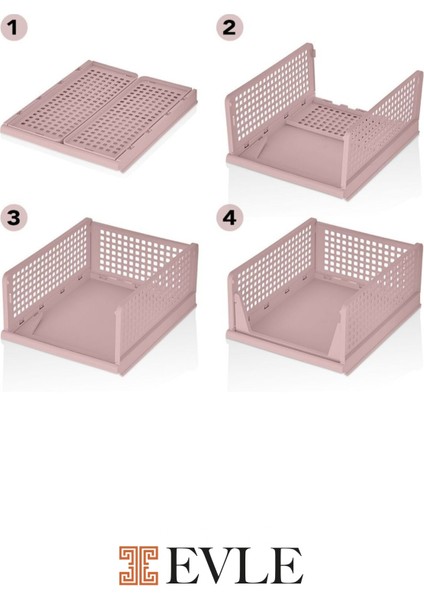 3'lü Modüler Raf Seti – Kayar Mekanizmalı Dolap Içi Düzenleyici, Pudra, 33,5 x 43 x 55.5 cm