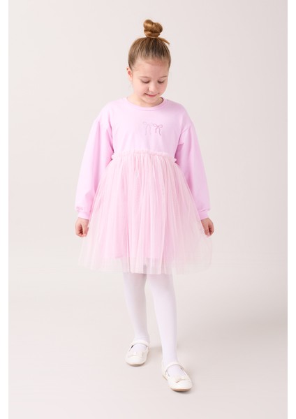 Fiyonk Nakış Detaylı Tüllü Kız Çocuk Elbise fiyatları