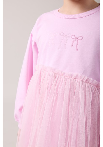 Fiyonk Nakış Detaylı Tüllü Kız Çocuk Elbise fırsatları