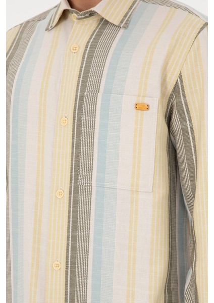 Erkek Açık Haki Gömlek Desenli 50291243-VR183