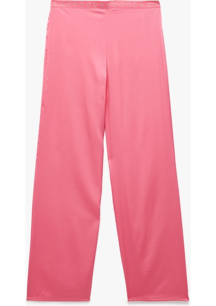 Rahat Kalıp Kalpli Saten Pijama Altı