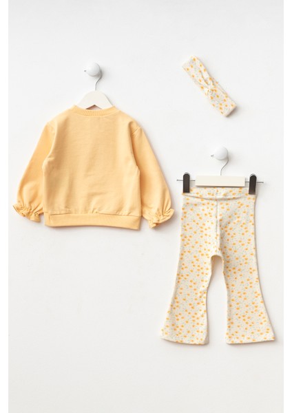 Kalp Detaylı Çiçek Baskılı Taytlı Bandanalı Kız Bebek Alt Üst Takım fiyatları