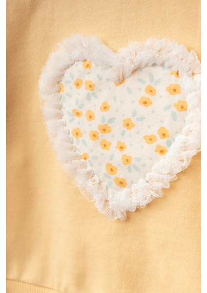 Kalp Detaylı Çiçek Baskılı Taytlı Bandanalı Kız Bebek Alt Üst Takım modelleri