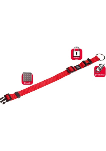 Karlie Kilitli Boyun Tasması M 40-55Cm Kırmızı