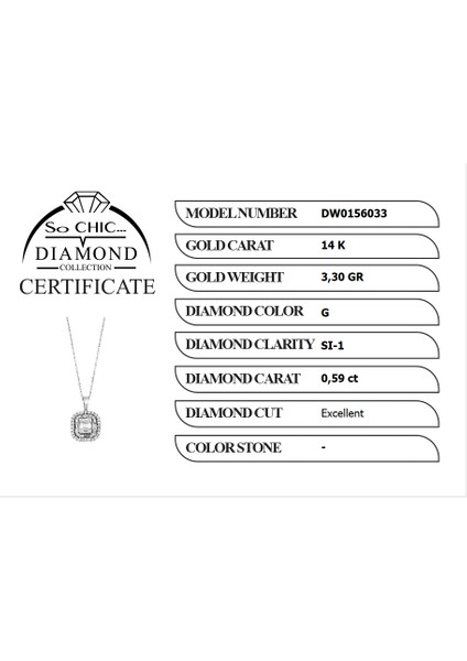 Diamond Collection 14 K Beyaz Altın 0.59 Karat Pırlanta Baget Kolye fiyatları