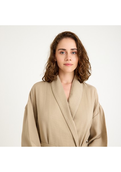 %100 Pamuk Şal Yaka Kadın Müslin Kimono modelleri