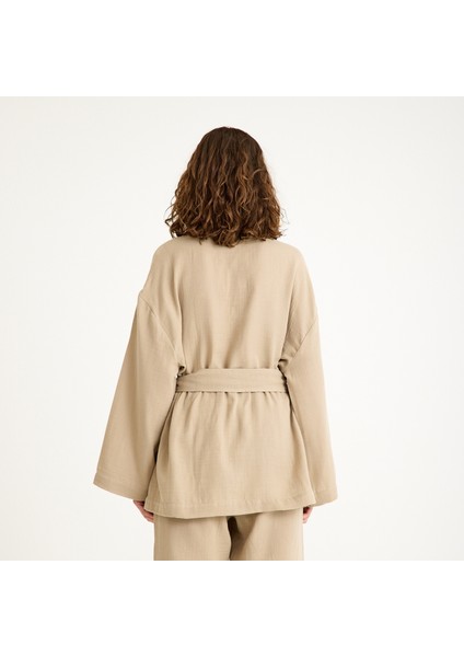 %100 Pamuk Şal Yaka Kadın Müslin Kimono indirimleri