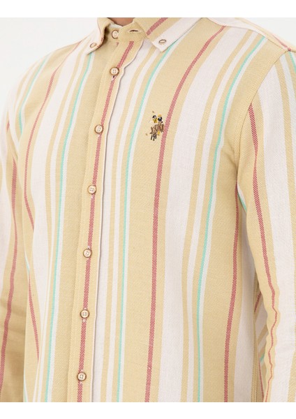 Erkek Koyu Sarı Gömlek Desenli 50291241-VR094