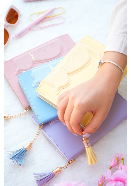 Geçmeli Kedili Vegan Kapak 13X18CM Çizgili Defter