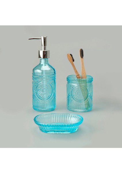 Bath 3'lü Cam Banyo Sıvı Sabunluk Seti - Mavi fiyatları