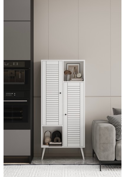Lumen Çok Amaçlı Mdf Beyaz Kiler-Mutfak Dolabı 160X70 cm
