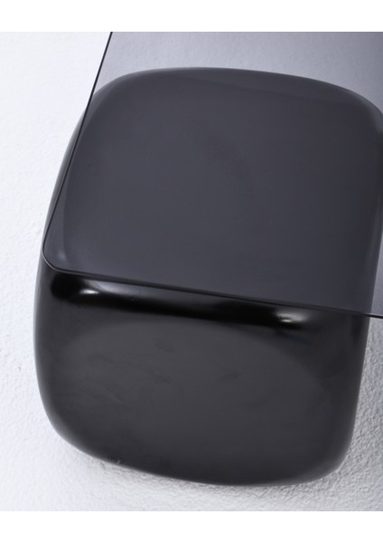 Modern Orta Sehpa & Küre Sehpa & Top Sehpa & Füme Kare Cam & 2 Siyah Zar - 2 Beyaz Zar