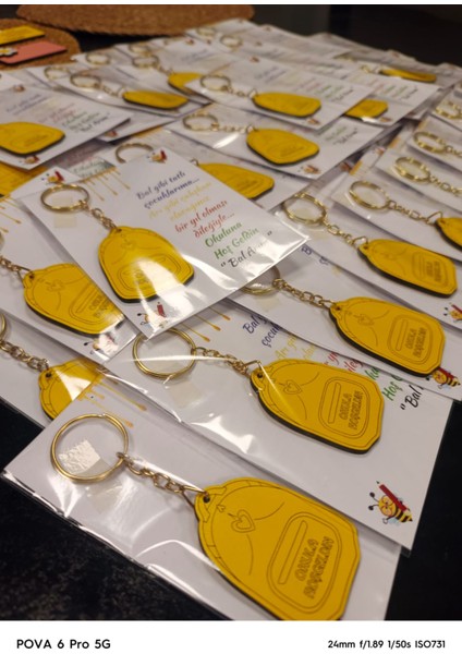 okula hoşgeldin çanta anahtarlık5 pembe & 5mavi renk 10 adet indirimleri